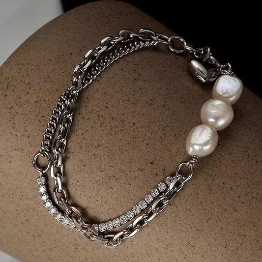 BUY 1 GET 1 FREE ! S925 Silver Pearls Bracelet B00079
