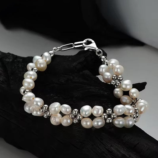 BUY 1 GET 1 FREE ! S925 Silver Pearls Bracelet B00083