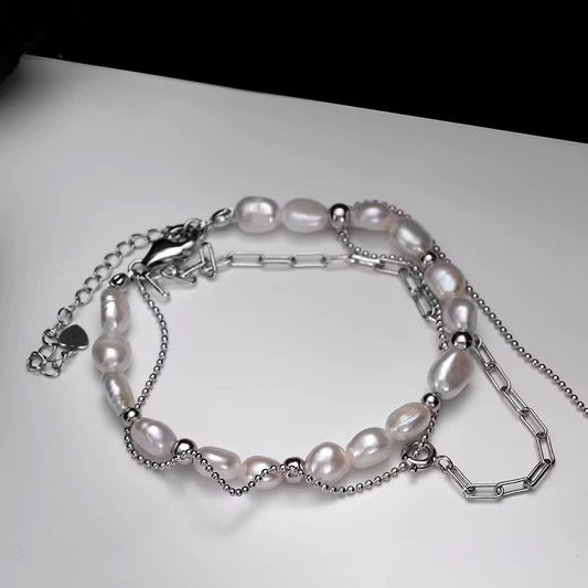 BUY 1 GET 1 FREE ! S925 Silver Pearls Bracelet B00092