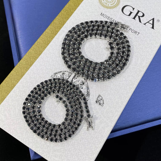 Diamond Moissanite Black Gold vermeil Necklace N00038