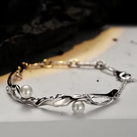 BUY 1 GET 1 FREE ! S925 Silver Pearl Bracelet B00082
