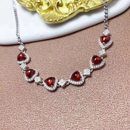 BUY 1 GET 1 FREE ! S925 Silver Garnet Bracelet B00116