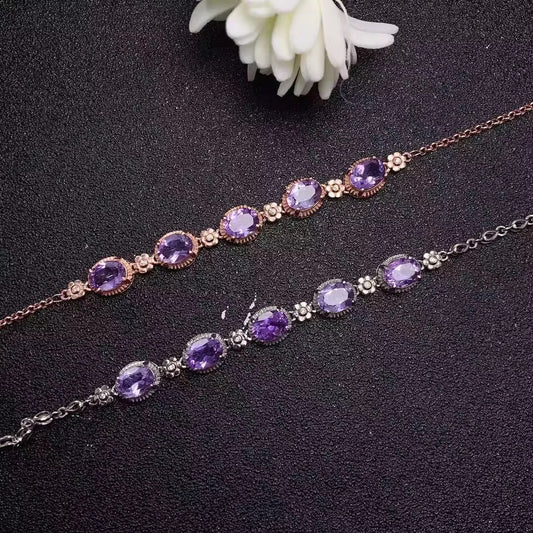 BUY 1 GET 1 FREE ! S925 Silver Amethyst Bracelet B00118