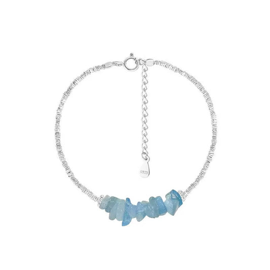 BUY 1 GET 1 FREE ! S925 Silver Aquamarine Bracelet B00121