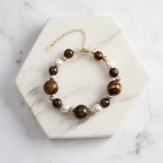 S925 Silver Tiger Eye Bracelet B00127