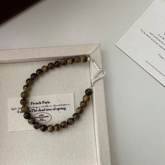 S925 Silver Tiger Eye Bracelet B00129