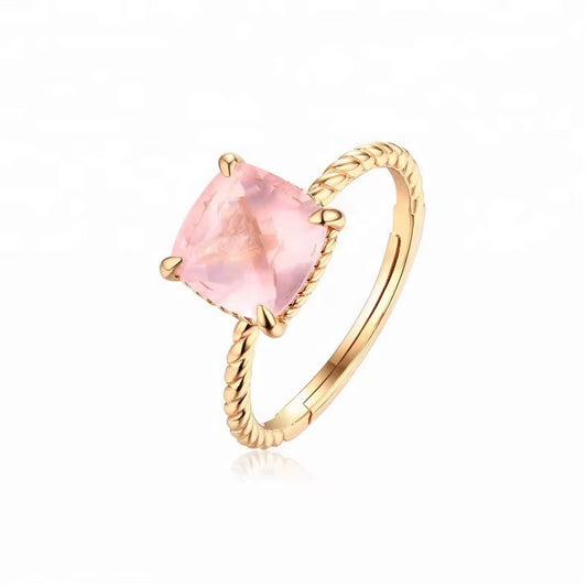 BUY 1 GET 1 FREE ! Rose Quartz S925 Silver Ring R00123