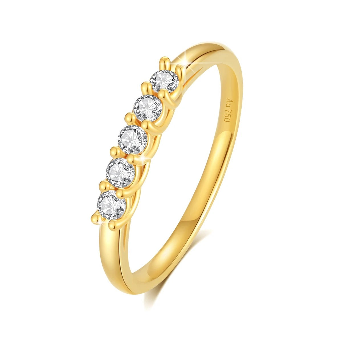 0.3ct 5 Diamond Moissanite 18K gold ring R00003