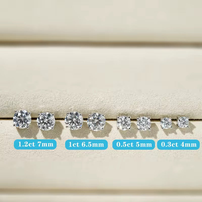 0.3 0.5 1 1.2 Carat Diamond Moissanite Gold vermeil earrings E00001