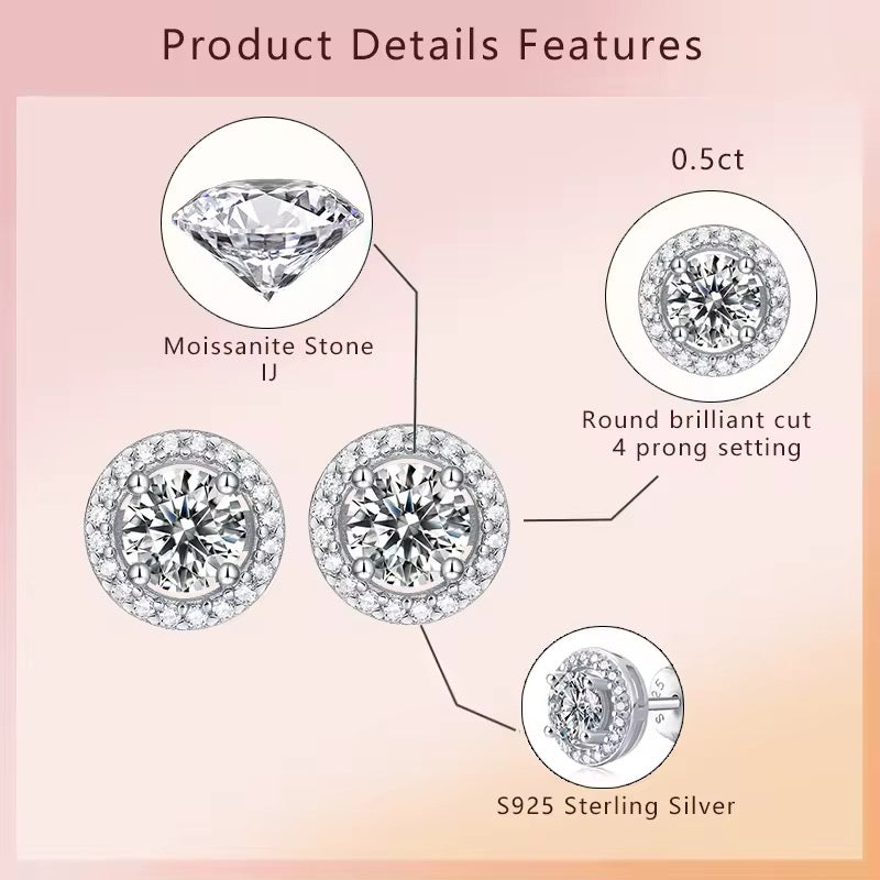 0.5 Carat Diamond Moissanite Gold vermeil Earrings Studs E00002