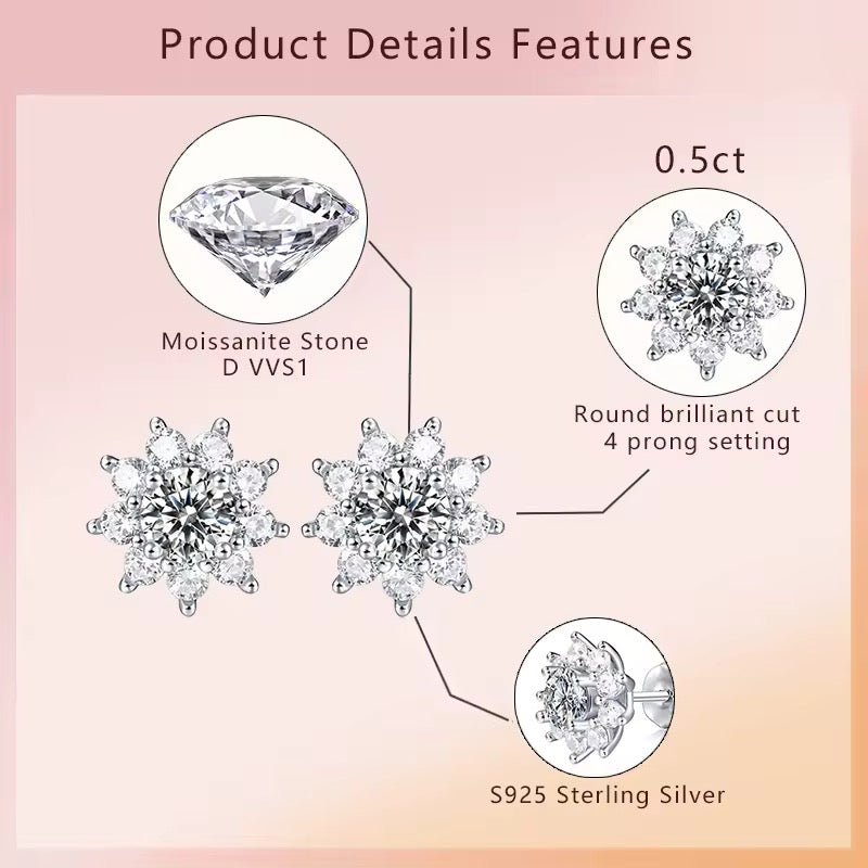 0.5 Carat Diamond Moissanite Gold vermeil Earrings Studs E00003