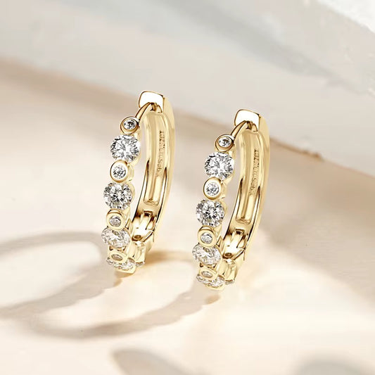 Diamond Moissanite Gold vermeil earrings E00010