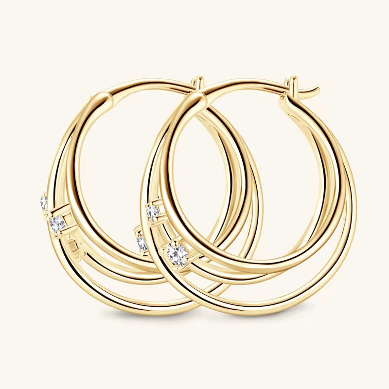 BUY 1 GET 1 FREE ! Diamond Moissanite Gold vermeil earrings E00013