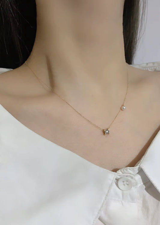 BUY 1 GET 1 FREE ! 0.2 Carat Natural Diamond 18K Solid Gold Necklace N00017