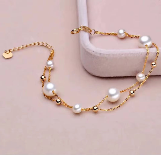 AU750 18K Gold Pearls Bracelet B00055