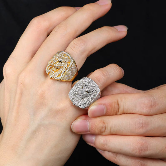 Diamond Moissanite Iced Out Gold vermeil Men Ring R00039