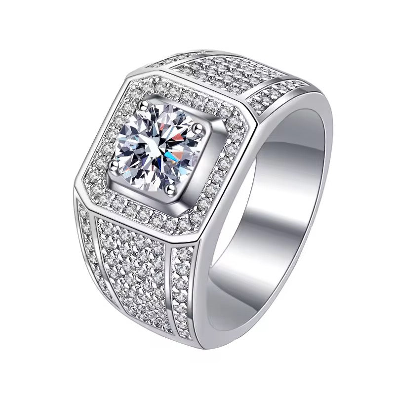 BUY 1 GET 1 FREE ! 2 Carat Diamond Moissanite Gold vermeil Ring Men R00042