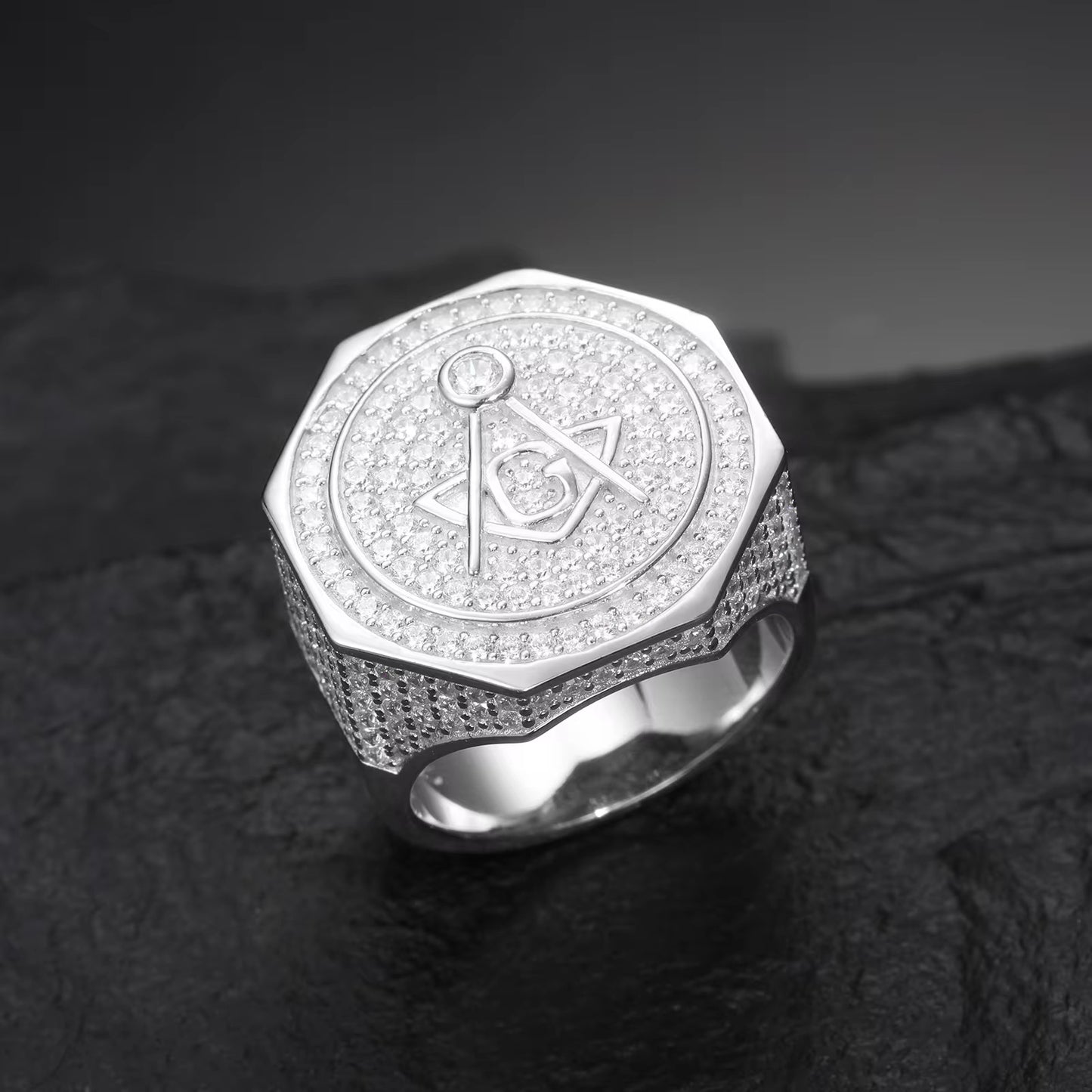 Diamond Moissanite Gold vermeil Men Ring R00047