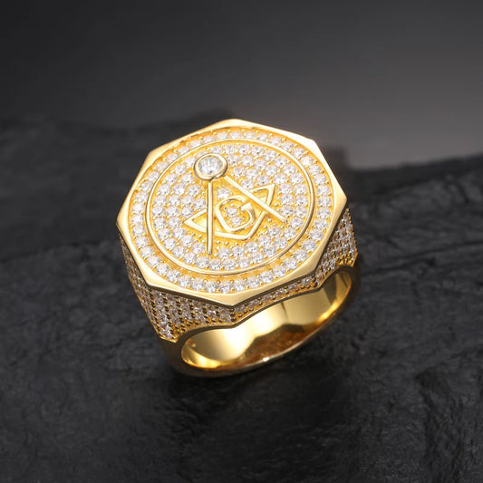 Diamond Moissanite Gold vermeil Men Ring R00047