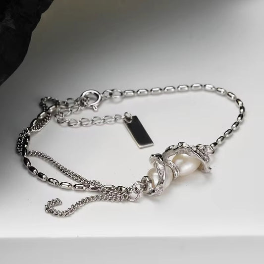 BUY 1 GET 1 FREE ! S925 Silver Pearl Bracelet B00080