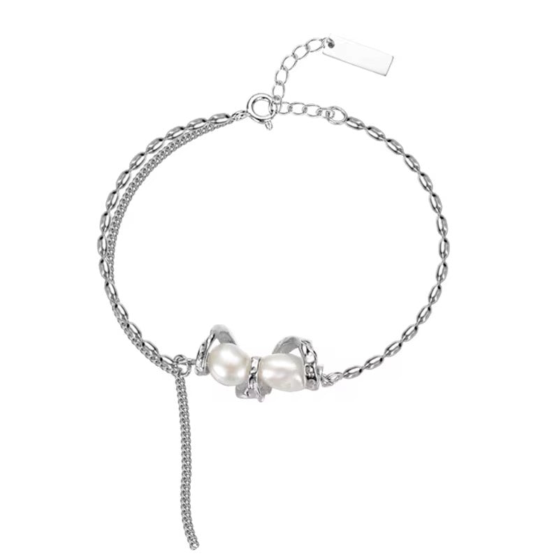 BUY 1 GET 1 FREE ! S925 Silver Pearl Bracelet B00080