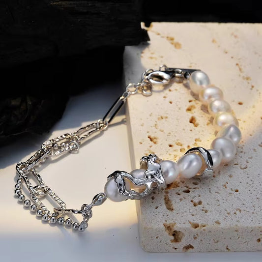 BUY 1 GET 1 FREE ! S925 Silver Pearls Bracelet B00081