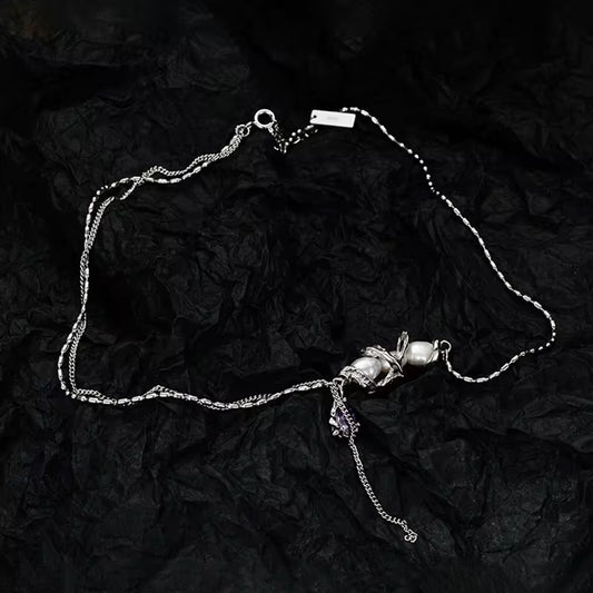 BUY 1 GET 1 FREE ! 925 Silver 18K gold plated Pearl Necklace N00060